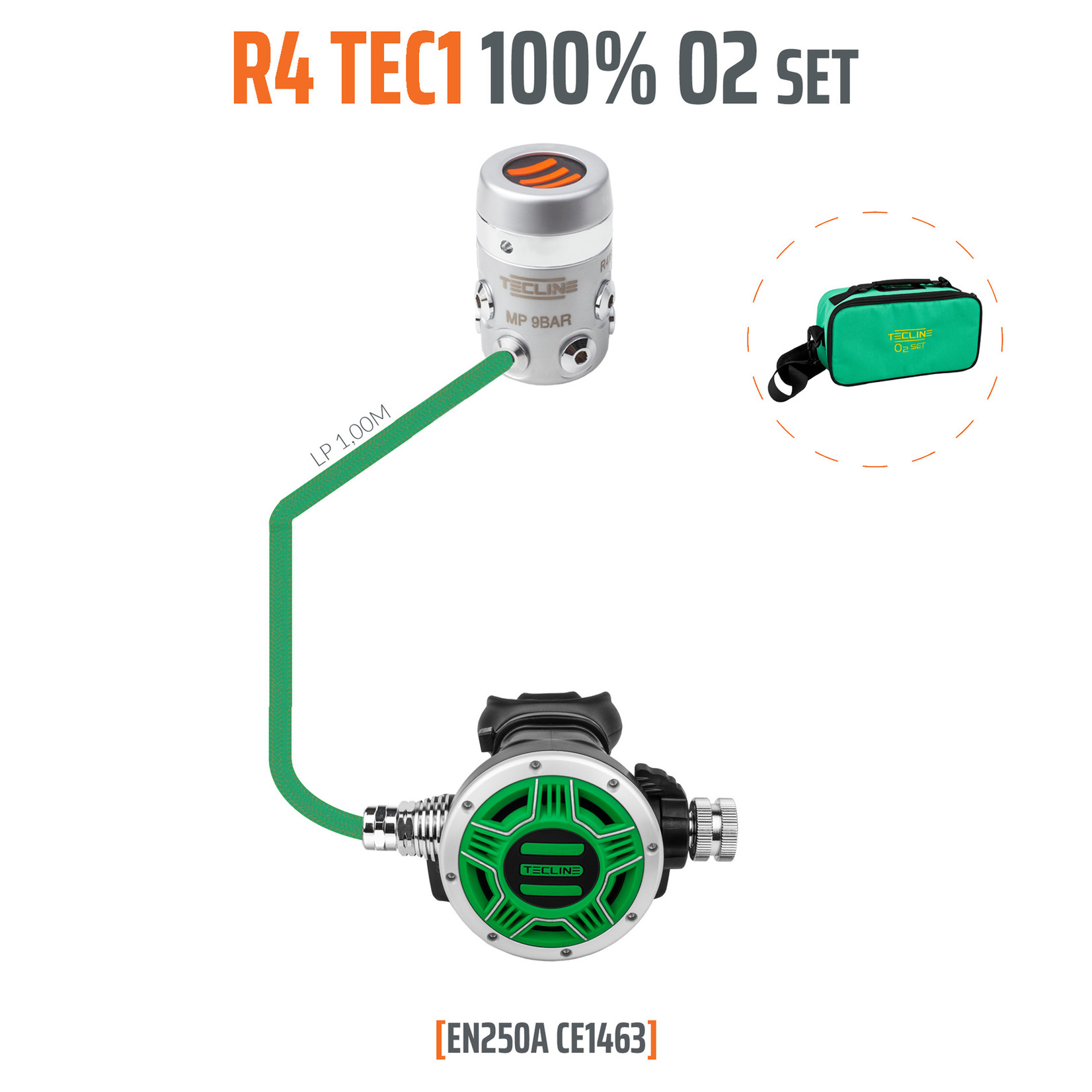 Tecline Regulator R4 TEC1 100% O2 M26x2, stage set - EN250A