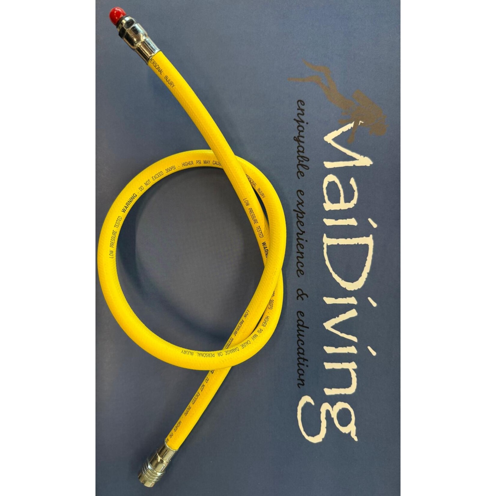 Low pressure (LP) hose - lagedruk slang ademautomaat rubber 80 cm geel