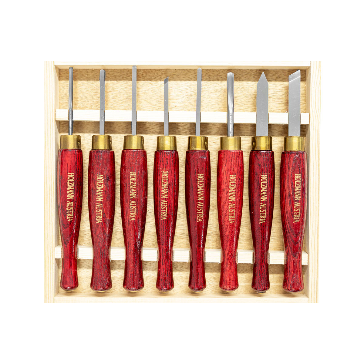 Holzmann HM8TLG 8-delig micro beitelset - Met opbergkist Holzmann HM8TLG 8-delig micro beitelset - Met opbergkist