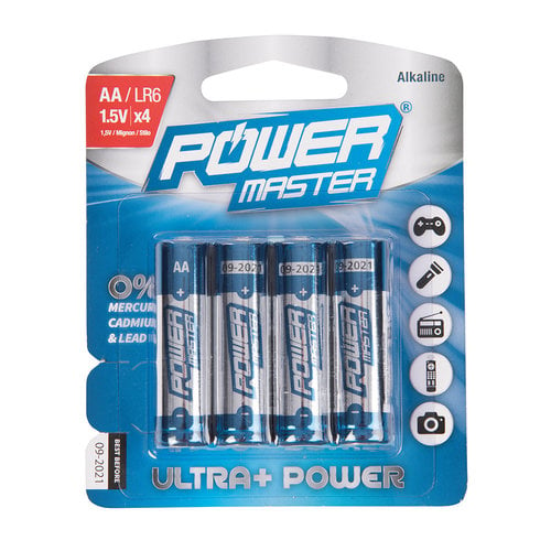 Powermaster Powermaster AA super alkaline batterij LR6, 4 pk.