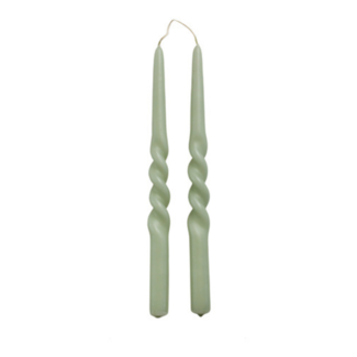 Dinercandle twist Dsty Green Ø2,1x29cm S/2 Dinercandle twist Dsty Green Ø2,1x29cm S/2