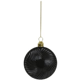 Light & Living Kerstbal 8x2,5x9 cm BUDU glas zwart + glitter