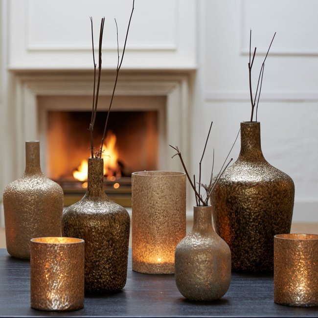 Light & Living Vaas Ø16x29 cm MOLUSI glas crème-goud