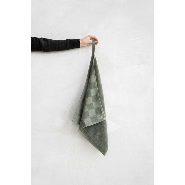 Zusss Handdoek geblokt donkergroen