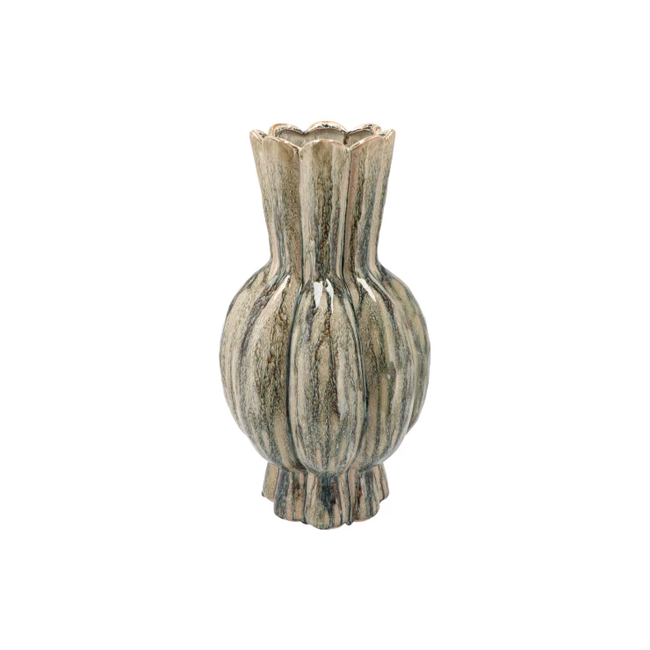 Garlic green active glaze high vase 23x40cm