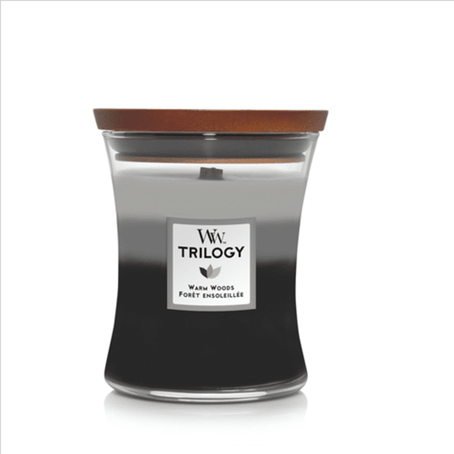 Woodwick Trilogy Warm Woods Medium Candle WoodWick© 60h.