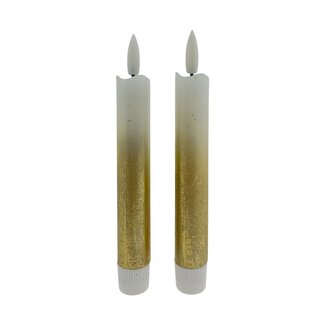 Home Society Led Dinner Candle S GD/WH Set 2