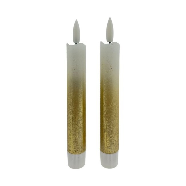 Home Society Led Dinner Candle S GD/WH Set 2
