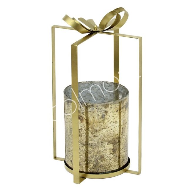 Colmore Windlicht geschenk goud met glas en strik 30x51