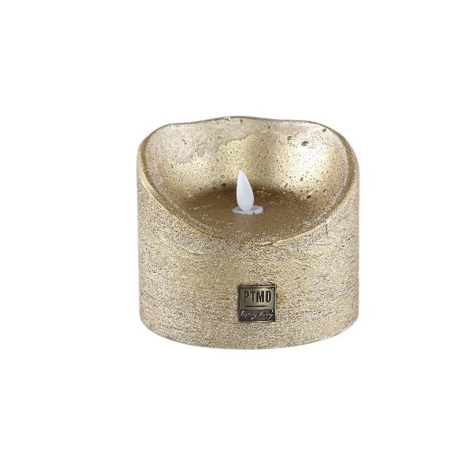 PTMD LED Light Candle rustic gold Ø12,5x10 cm XL