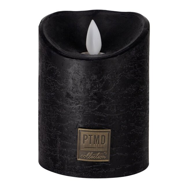 PTMD LED Candle rustic black Ø7,5x10 cm