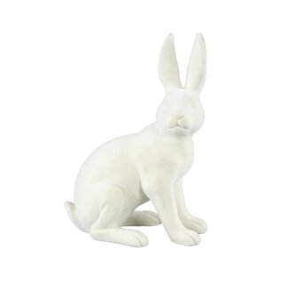 PTMD Agneta White flocking poly statue sitting rabbit B