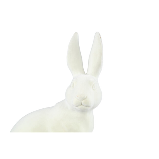 PTMD Agneta White flocking poly statue sitting rabbit B