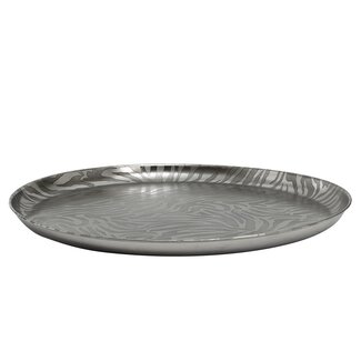 PTMD Merina Silver iron bowl etched zebra print round L