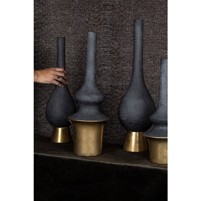PTMD Diani Grey ceramic pot gold base round taps L
