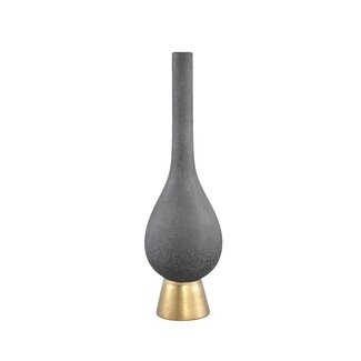 PTMD Diani Grey ceramic pot gold base round narrow S