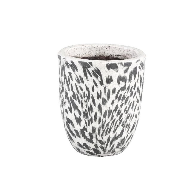 PTMD Pantera White glazed ceramic pot round L