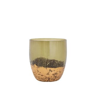 PTMD Bryson Gold glass tealight with beads