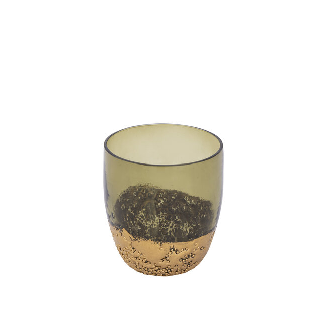 PTMD Bryson Gold glass tealight with beads