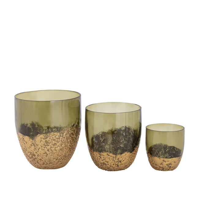 PTMD Bryson Gold glass tealight with beads