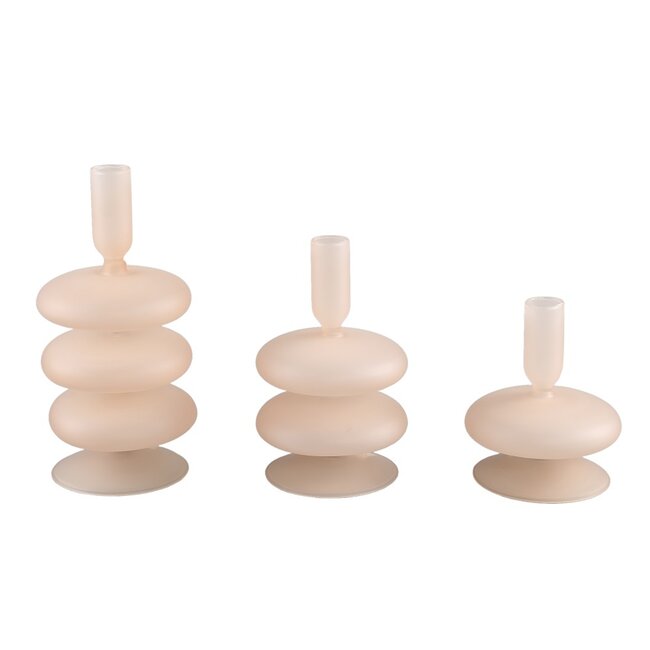 PTMD Berres Beige glass candleholder shaped layers S