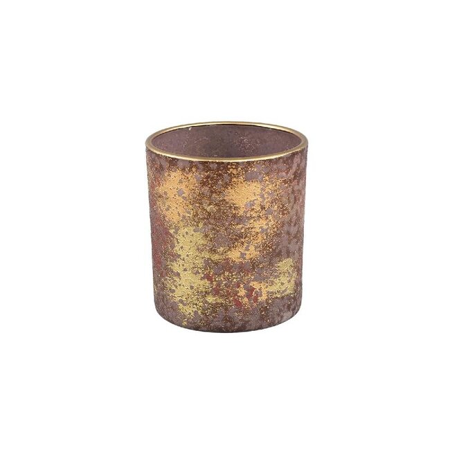 PTMD Esme Brown glass tealight stamped finish S