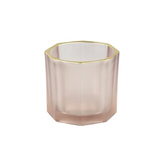 PTMD Magali Light Brown glass tealight octagon gold top