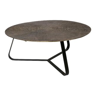 PTMD Kae Gold alu black iron round sidetable L