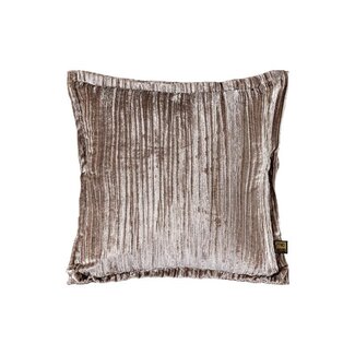 PTMD Senny Beige velvet cushion ruffle rim square S