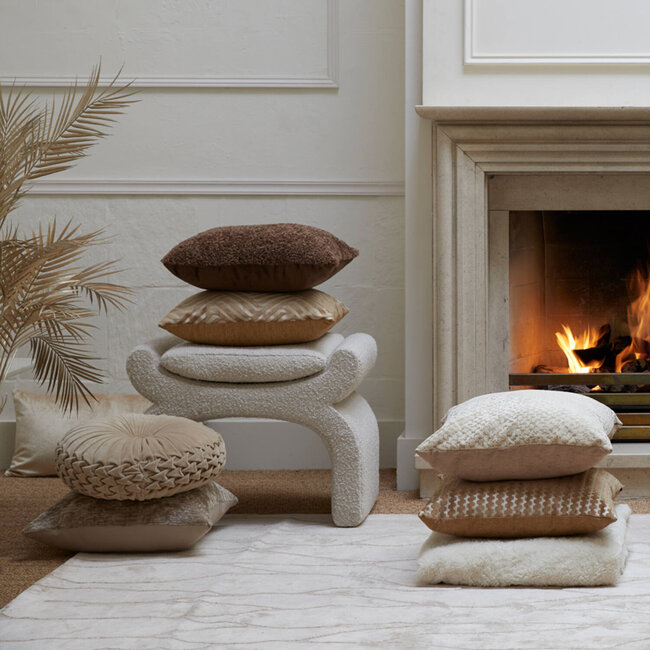 Light & Living Poef 60x46x46 cm NAFYA bouclé crème