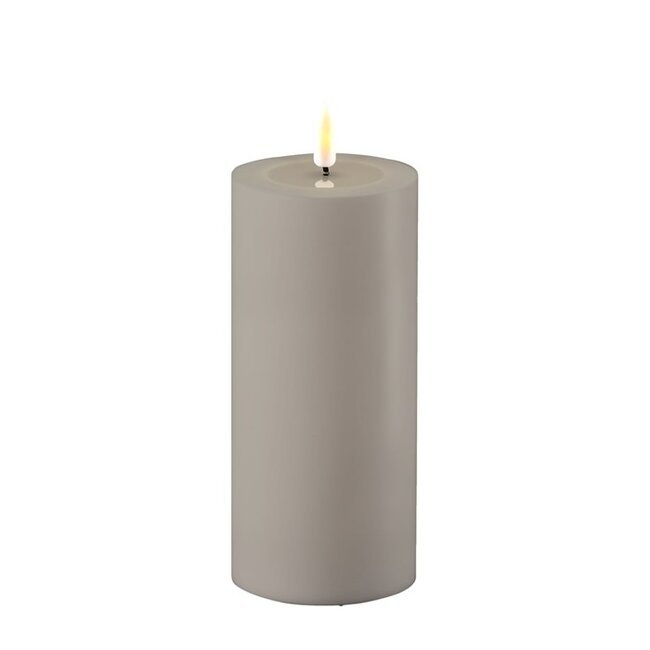 Deluxe Homeart Grey Outdoor Real Flame LED Candle Ø 7,5x15 cm