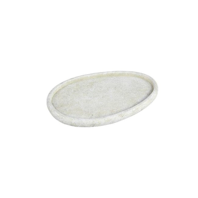 PTMD Seon White cement egg shaped plate S