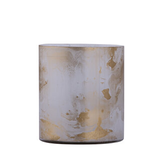 PTMD Georgie White glass tealight gold marble finish M