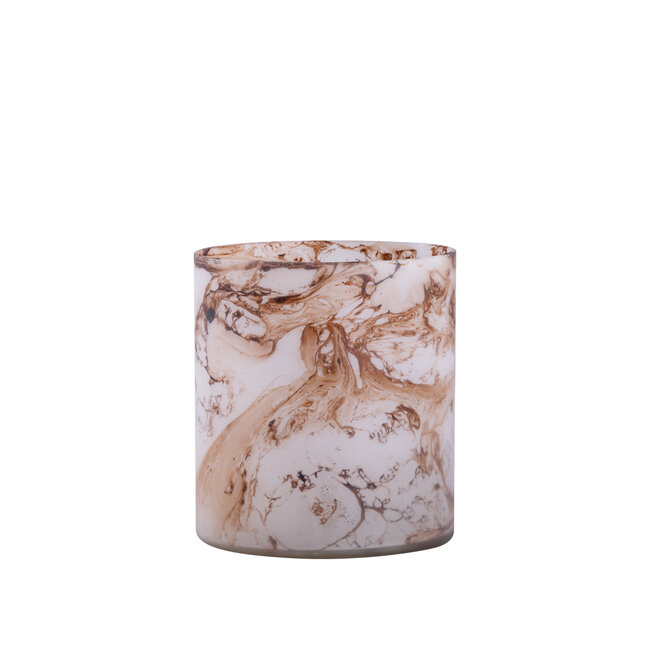 PTMD Barry White glass tealight brown marble finish