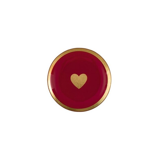 Gift Company Love Plate M, round, gold edges, pink