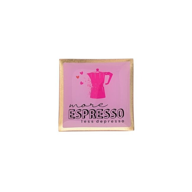 Gift Company Love Plate S, More espresso less depresso, pink