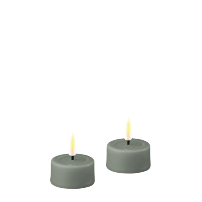 Deluxe Homeart Salvie Green LED Tealights  Ø4cmx1.5cm 2 pcs