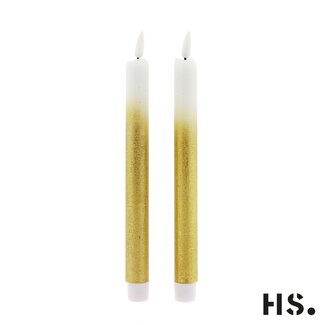 Home Society Led Dinner Candle GD/WH Set 2