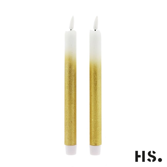 Home Society Led Dinner Candle GD/WH Set 2