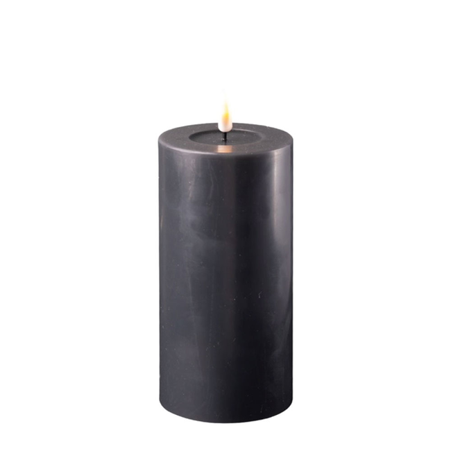 Deluxe Homeart Black Real Flame LED Candle Ø7,5 x 15cm