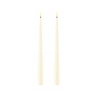 Deluxe Homeart Cream LED Shiny Dinner Candle Ø2,2x28 cm 2 pcs.