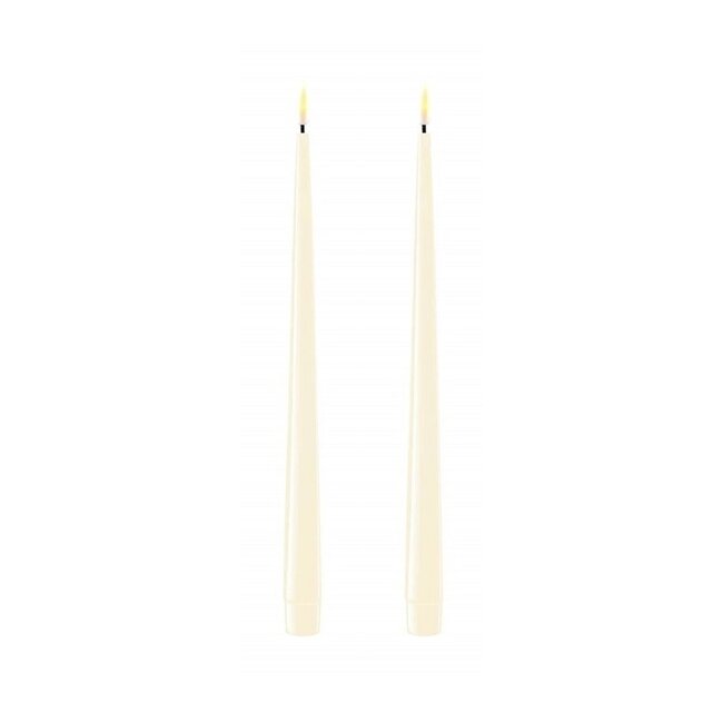 Deluxe Homeart Cream LED Shiny Dinner Candle Ø2,2x28 cm 2 pcs.