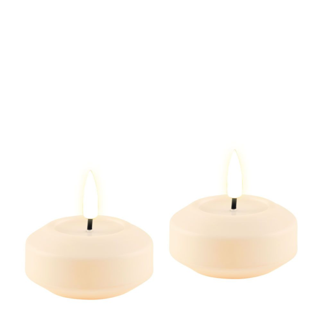 Deluxe Homeart Cream LED Floating candles  Ø6,1cm 2 pcs