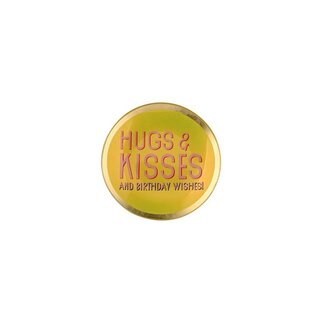 Gift Company Love Plate S, hugs & kisses, round, yellow
