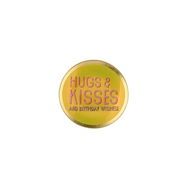 Gift Company Love Plate S, hugs & kisses, round, yellow