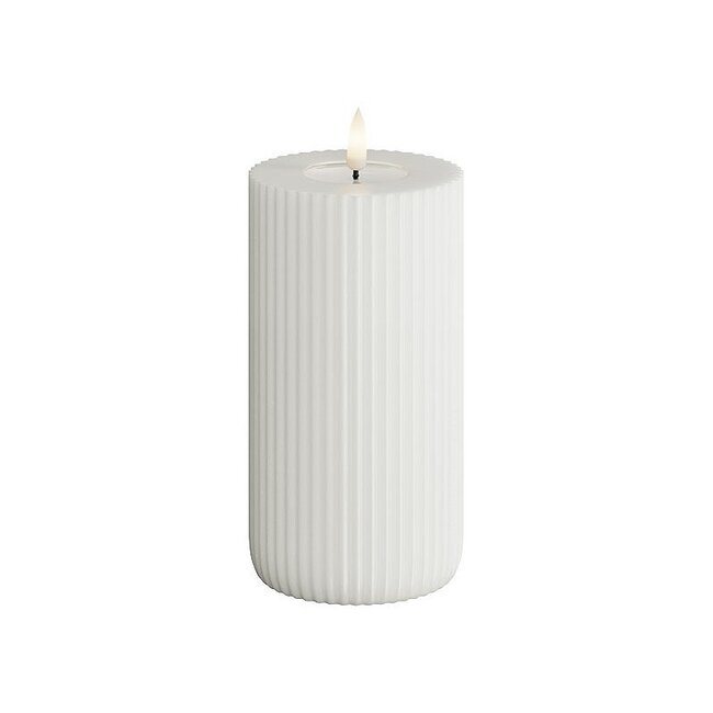 Deluxe Homeart White Solid Stribe candle 8 * 15 cm Real Flame