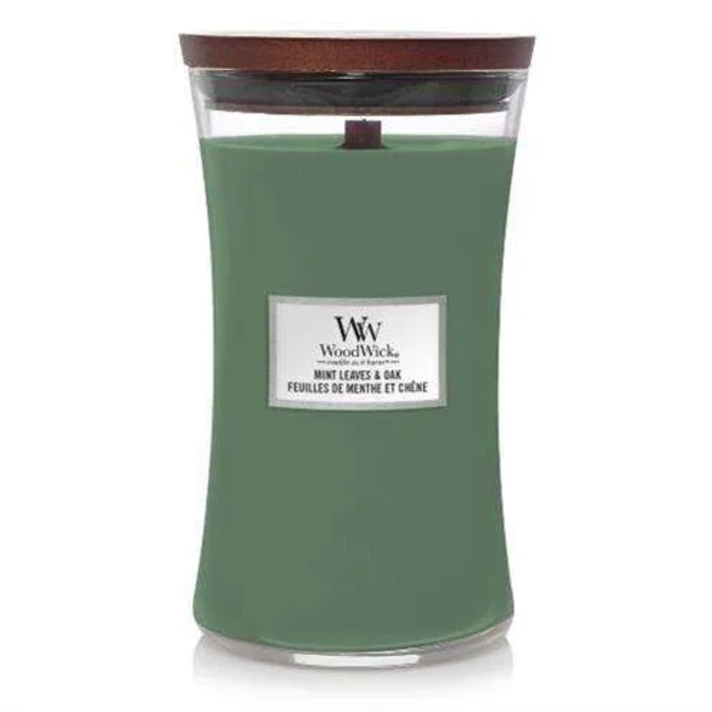 Woodwick Mint Leaves & Oak Large Candle WoodWick© 130h.