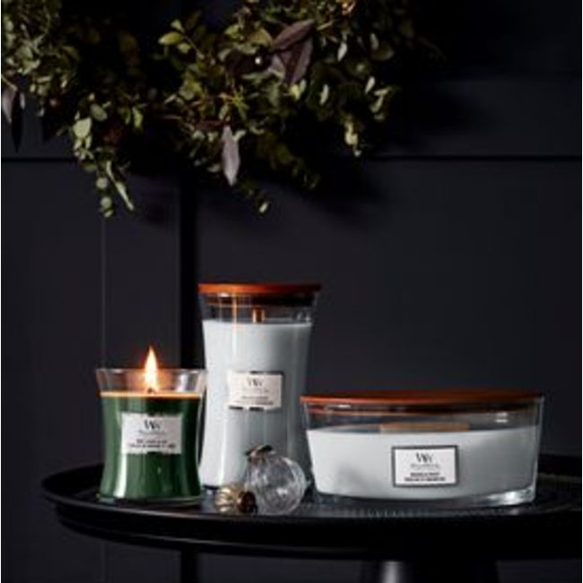 Woodwick Magnolia Birch Ellipse WoodWick© HearthWick Flame© 50h