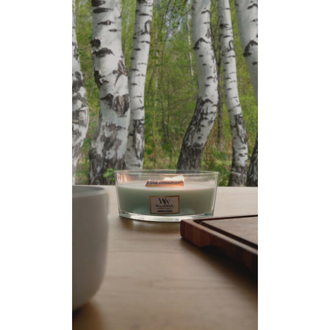 Woodwick Magnolia Birch Ellipse WoodWick© HearthWick Flame© 50h