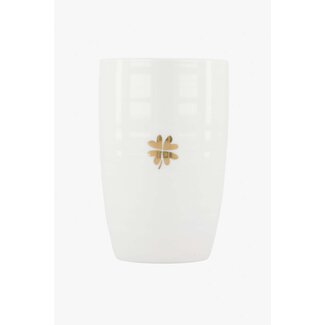Zusss Mok L goud klavertje wit